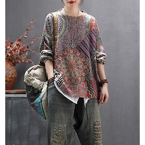 Women Christmas Sweater Graphic Print Oversized Pullover Picture 27 Loose Top - Picture 2 of 4